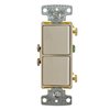 Hubbell Wiring Device-Kellems Switches and Lighting Controls, Combination Devices, Residential Grade, Decorator Series, 2) Single Pole Rockers, 15A 120V AC, Side Wired, Light Almond RCD101LA
